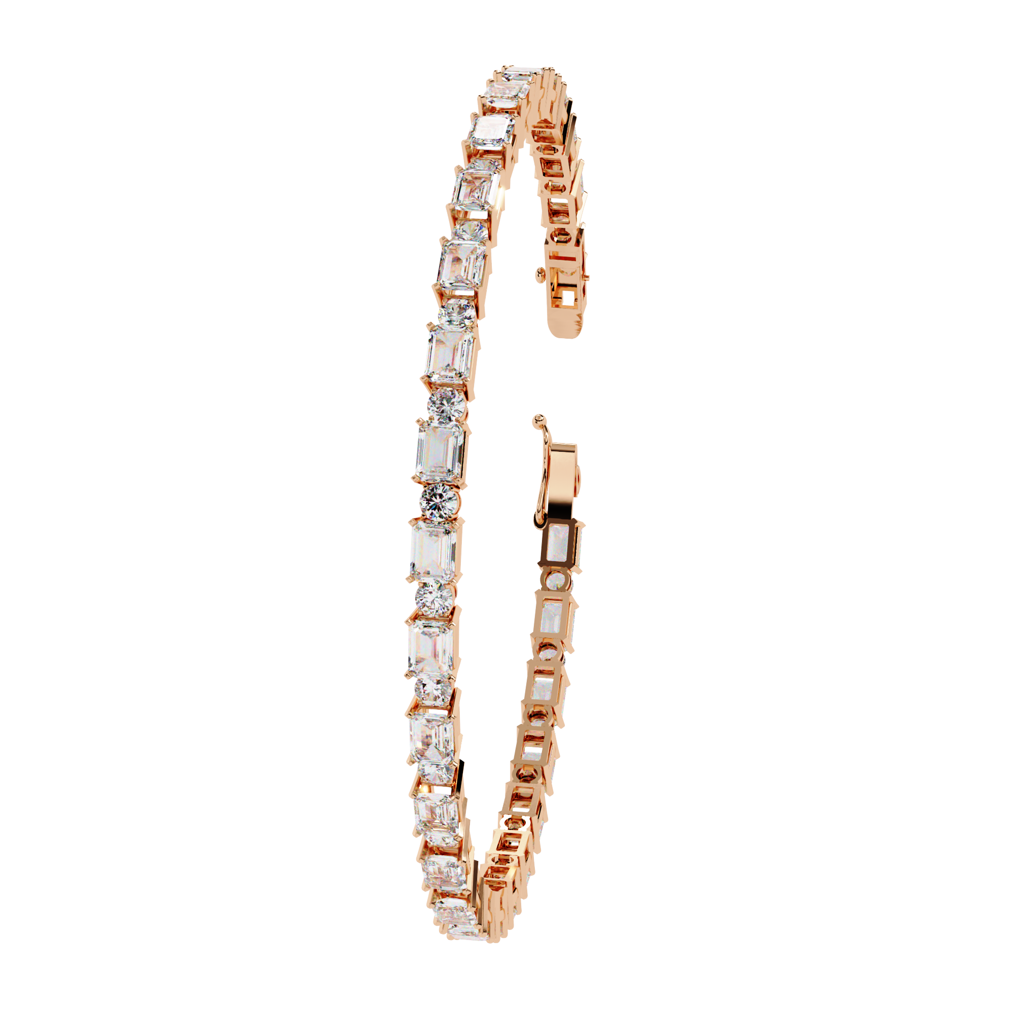 Solitairekart 5.1ct Emerald and Round Natural Diamond Bracelet-HI Color, VS-SI Clarity